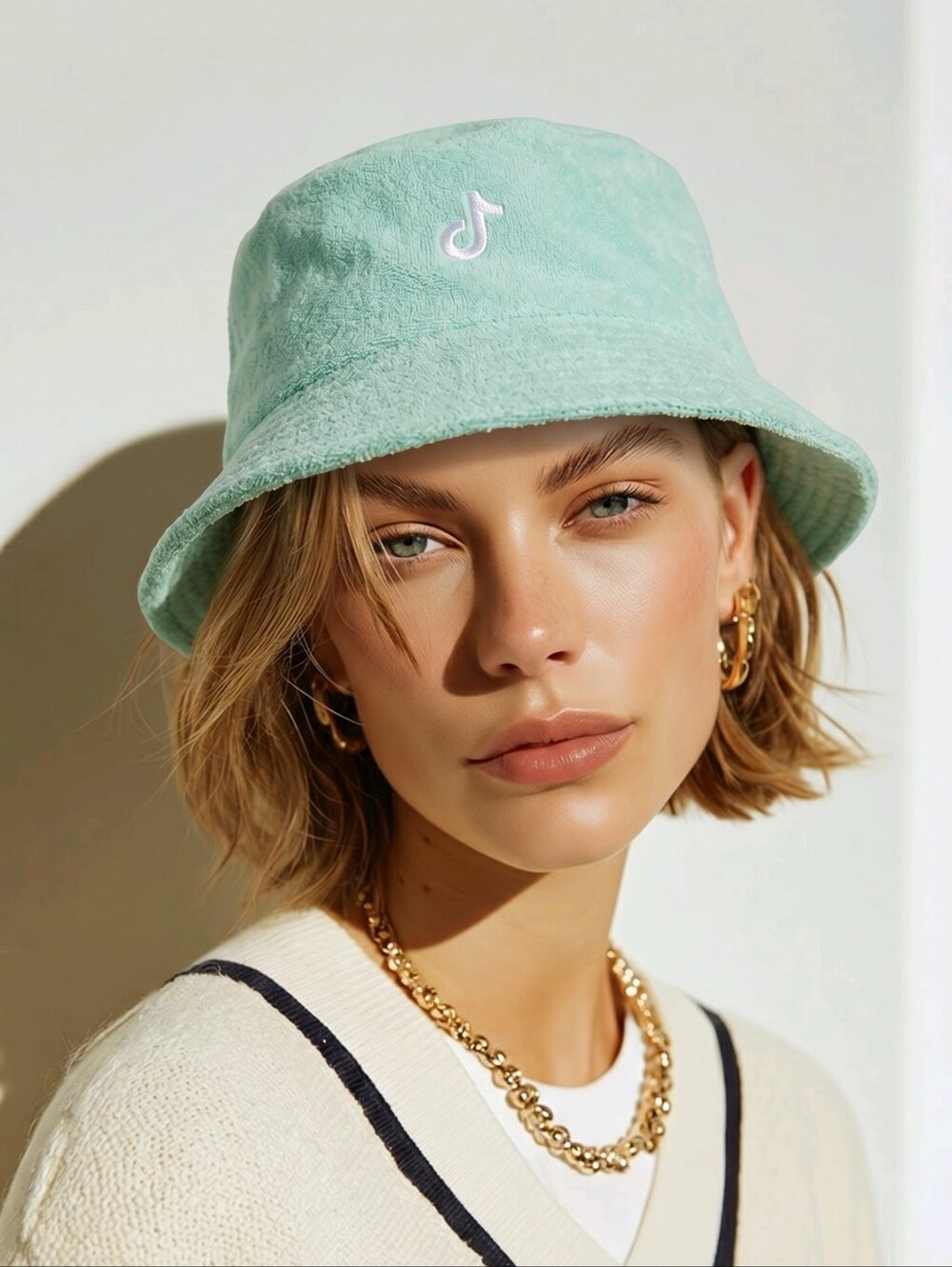 TikTok Mint Green Terry Cloth Bucket Hat - Pastel Y2K Streetwear